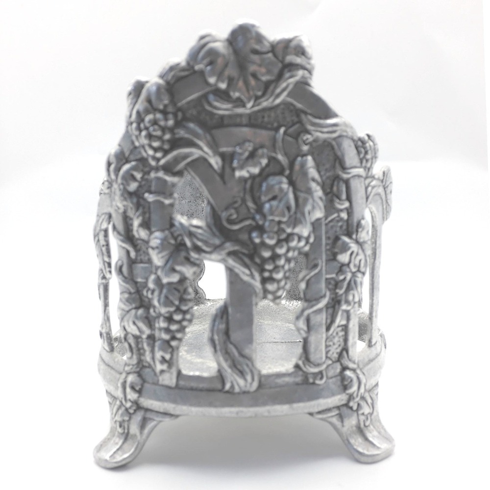 Carson Pewter Jar Candle Holder Vineyard Grapes Round 1997